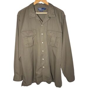 Vintage Polo Ralph Lauren Mens 90s Safari Military Button Down Shirt Size 2XL
